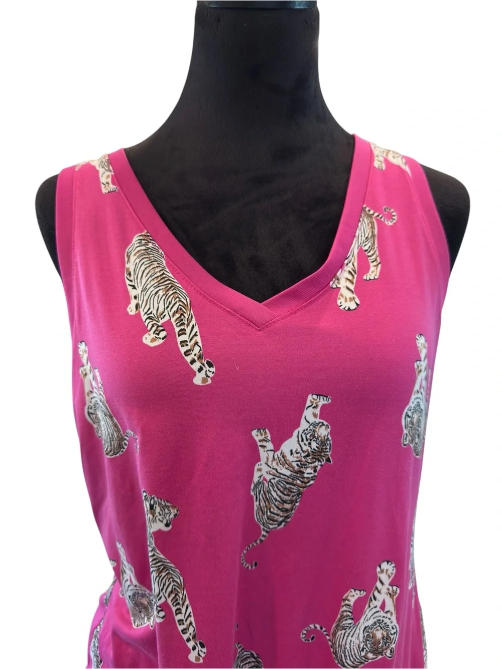 Joyspun Tiger Print Pajama Set Vibrant Loungewear Hot Pink Soft M/S Mix